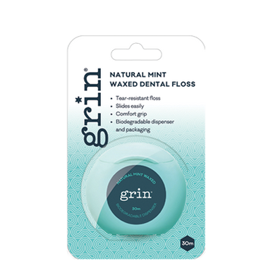 Grin - Natural Mint Waxed Dental Floss - Raw Cottage