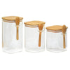 Storage Glass Jars with Bamboo Lid & Spoon - set of three
