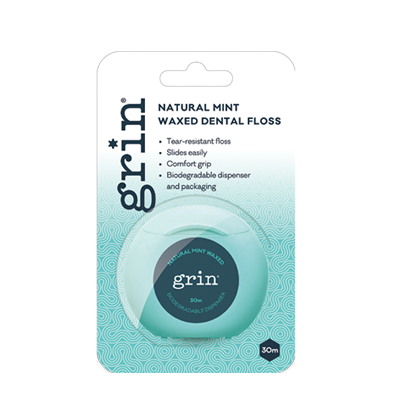 Grin - Natural Mint Waxed Dental Floss - Raw Cottage