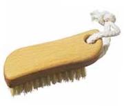 S-Shaped Nailbrush with Natural Fibre Bristles and cotton hanging rope
