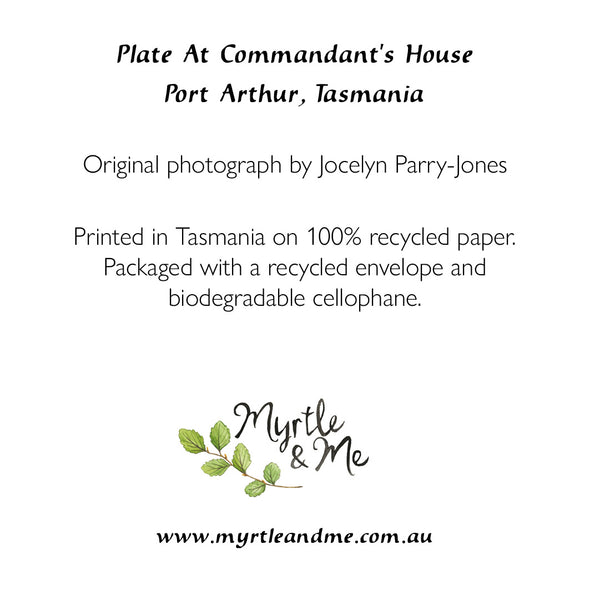Myrtle & Me – Plate At Commandant’s House Greeting Card - Raw Cottage